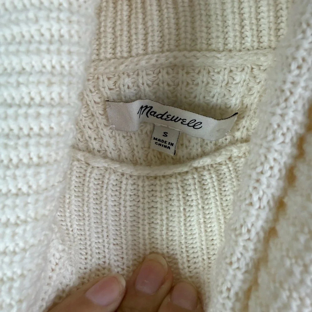 Madewell Cream Turtleneck Waffle Knit Sweater Cotton Merino Wool‎ Size S